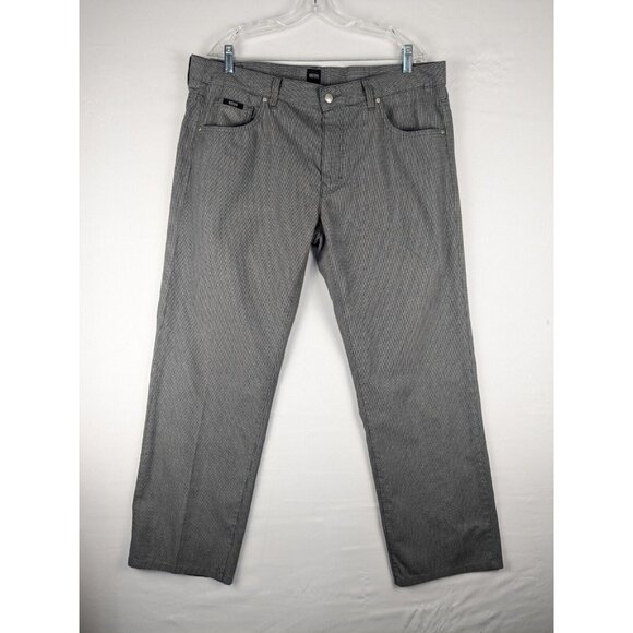 Hugo Boss Chino Pants Mens 38x34 (38x31 Actual) Gray Houndstooth Regular Fit - Picture 1 of 11